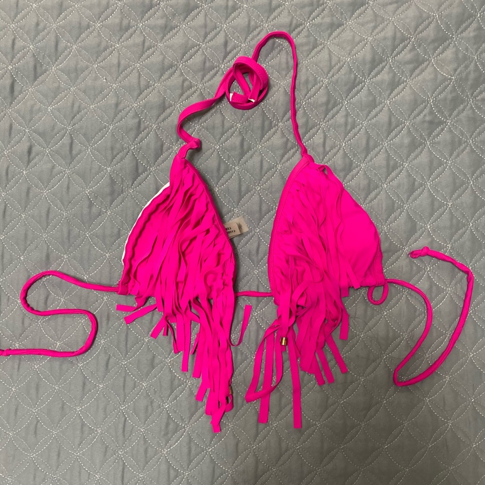 Victoria secret hot pink fringe swim top
